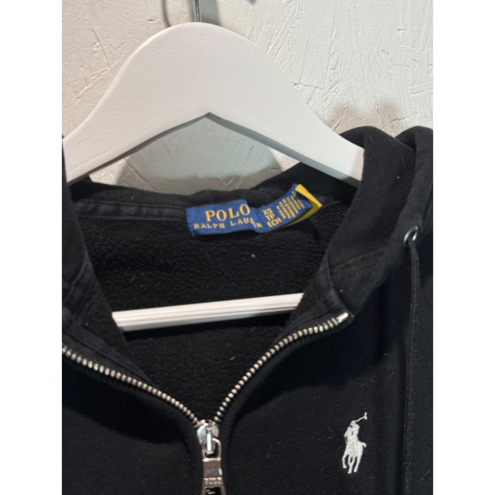 Polo Ralph Lauren Fleece Full-Zip Hoodie Black White Pony XS